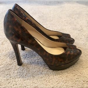 Anne Klein animal print peep toe platforms